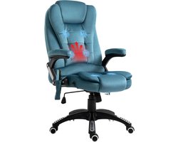 Ergonomische Massagestoel met Verwarmingsfunctie - Draaistoel voor Bureaubezigheden - Verstelbare Gamingstoel in Blauw