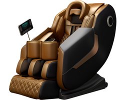 Luxe Massagestoel Hemelrust + Hoes & Cleaning pasta - Full Body - Massage Chair - Verwarming & Zero Gravity - Bluetooth HiFi - 135cm SL-Rail - 56 Airbags - Elektrische Massage Stoel - Massage apparaat - Massage - Zwart/Goud