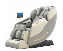 Luxe Shiatsu Massagestoel Harmonie + Hoes & Cleaning pasta - 3D SL-Track - Zero Gravity - Massage Chair - Verwarming Rug & Taille - Bluetooth HiFi - 18 Airbags - Massage apparaat - Massage - Elektrische Full Body Massage Stoel - Creme/Grijs