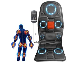 Massagekussen voor de rug - Massagekussen voor in de auto - Nekmassager voor thuis - Nek- en rugmassager - Massagekussen voor het hele lichaam - Met infraroodverwarming - Polyesterstof + spons - Zwart