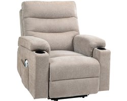 Massagestoel – Elektrische Relaxstoel – Massagefauteuil – Massagestoel met Liftfunctie – Elektrische Massagestoel Lichtbruin – 8 Vibratiepunten – 2 Afstandsbedieningen