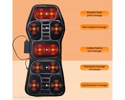 Massagestoel - Massageapparaat - Elektrisch rugmassagekussen met verwarmingsfunctie - Vibratiemassage voor nek en onderrug - Voor gebruik op kantoor en in de auto