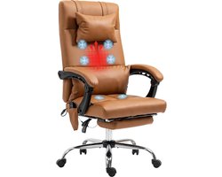 Massagestoel voor Kantoor met Verwarming en Voetensteun - Ergonomische Computerstoel met Afstandsbediening en Hoofdsteunkussen