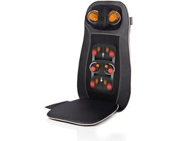 Massagezitkussen Shiatsu – 3 Massagezones (boven/onder/gehele rug) – Nekmassage, Warmte- & Roodlichtfunctie – Met Afstandsbediening – Past op Elke Stoel – Zwart
