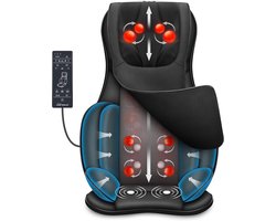 MELVRA Shiatsu Massagestoelkussen - Massagepad met Warmte - Luchtcompressie - Voor Rug en Nek - Kneden - Draagbaar - Full Body Massage