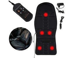 MOZY® - Autostoel Massage - met Verwarming - Zwart - 8 verschillende Modi - met Timer - Autostoel Verwarming - Massagestoel - Rugpijn Verlichting - Kerst - Verwarmde Autostoel