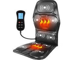 Norvia - Massagestoel - Elektrische Rugmassage - 9 Vibratiezones - LCD-afstandsbediening - Verwarmt tot 45°C - PU Leer - 12V