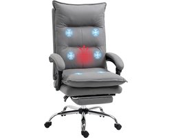 Verstelbare Massage Bureaustoel met Verwarmingsfunctie en Voetensteun - Comfortabel en Ergonomisch