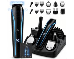 Boncy® Premium 11-in-1 Baardtrimmer - 11 Delige Set - Trimmer Mannen Voor Baard Haar & Lichaam - Baardtrimmers & Tondeuse - Neustrimmer Haartrimmer Beard - Inclusief Standaard - LED Display