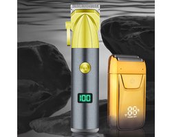 CHIWIN 2-in-1 Draadloze Haartrimmer & Scheerapparaat Met LCD-Display – 4 Lengtekammen (1,5-6 mm) – 2/3 Snelheden – 1200 mAh – Professionele Metalen Set