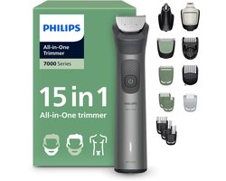 Philips Series 7000 Multigroom - Baardtrimmer - 15 in 1 - Neushaartrimmer - Precisietrimmer - Lichaamstrimmer - Wenkbrauwtrimmer - Face&Hair&Body - Scheersensor - Opbergzakje - Staal - MG7921/15