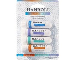 Hanboli - Neus inhaler - Neusinhaleersticks - Verfrissende Essentiele Sticks - Geursticks - Mint, Tropical, Wintermint en lavender - 4 stuks