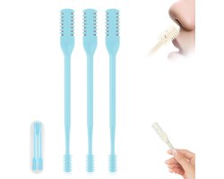 2-in-1 neustrimmer - Verbeterde 360° draagbare roterende neusgathaarverwijderaar - Dubbelzijdige neushaarmesjes - Neushaartrimmer met reinigingsborstel - Essentieel voor op reis voor mannen en vrouwen - Blauw - 3-pack