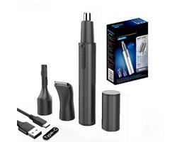 3 in 1 Neushaartrimmer Elektrisch - All-in-One voor Neus, Oren & Baard met 360° Draaibare Kop - Wenkbrauw Trimmer - zwart