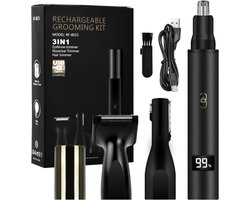 3-in-1 Neustrimmer & Oortondeuse – USB Oplaadbaar – Pijnloos – Met LED Batterijweergave – IPX7 Waterdicht – Voor Dames en Heren