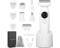 5-in-1 Dames Elektrisch Scheerapparaat met USB-Laadstation - Intieme Trimmer voor Lichaam, Oksels en Bikini - Waterdicht