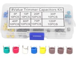 Capacitor Kit 5/10/20/30/30/00/60/70/120P - 80Pcs 6mm Adjustable High Voltage Trimmer Capacitors - voor Elektronische Instrumenten en Toepassingen