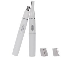 CHIWIN 2-in-1 Professionele Neustrimmer voor Mannen - Vaderdag Cadeau - met Wenkbrauwtrimmer en Limietkammen - Compact & Draagbaar - Precisie Neus Trimmer - Pijnloos & Veilig - Waterdicht & Makkelijk Schoon te Maken - Wit