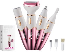 Draadloos 4-in-1 Elektrisch Scheerapparaat voor Vrouwen - Bikintrimmer, Neushaartrimmer, en Meer