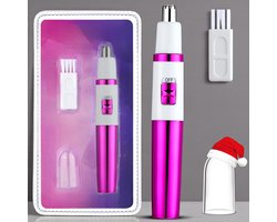 Egoods Neus Oor Wenkbrauw Trimmer - Neushaartrimmer voor Dames – Pijnloze Oor- & Gezichtstrimmer – Wenkbrauwen, Neus & Oren – Waterdicht – Compact & Draagbaar – Roze/Paars