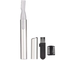 Electric Eyebrow Trimmer - Hoge Precisie Razor voor Gezicht - Lippen - Neus met Inklapbaar Mes - Multifunctioneel Ontwerp - Wasbaar - Zilver