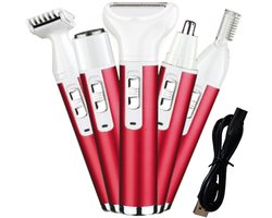 Elektrisch scheerapparaat voor vrouwen Verwijdering voor lichaam Neushaar Trimmer Gezichtsscheerapparaten Wenkbrauwen Benen Oksels Bikinilijn Schaamstreek Oksels Pijnloos Oplaadbaar Draagbaar 5-in-1 scheermesjesset voor vrouwen