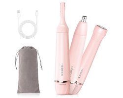 Gezichtshaar Remover 3-in-1 - Neus Haar Trimmer, Oplaadbare Waterdichte Wenkbrauw Razor voor Dames