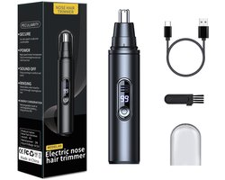 Gloovon® - Neustrimmer Premium - Oorhaar trimmer - Batterijvertoning - Oplaadbaar - Mannen & Vrouwen - Zwart