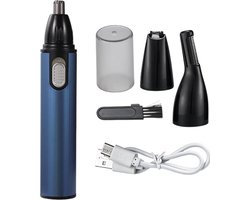 Jourz Neustrimmer - Neustrimmer Mannen - Oortrimmer - Baardtrimmer - Neustrimmer Vrouwen - Neushaartrimmer - Wenkbrauw trimmer - Oplaadbaar - Blauw