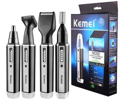 Kemei 4in1 Oplaadbare Baard Wenkbrauw Oor Neus trimmer | Neustrimmer | Oortrimmer | Wenkbrauw trimmer | Baardtrimmer | Multitrimmer oplaadbaar | Wenkbrauw ,Neus en oorhaar trimmer | Scheerapparaat mannen en vrouwen | Spatwaterdicht | Reistrimmer