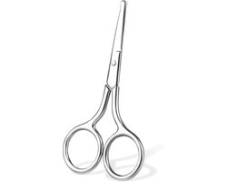 Neushaarschaar en baardschaar in roestvrij staal – 10 cm schaar voor wenkbrauwen, neushaar, wimpers en snor