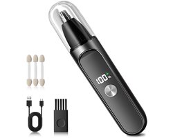 Neushaartrimmer, elektrisch scheerapparaat, LED-display, roterende dubbele roestvrijstalen messen, unisex.