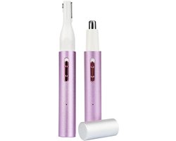 Neustrimmer - Elektrische neushaartrimmer -gezichtshaarverwijderaar - 2-in-1 pijnloze wenkbrauwhaartrimmer - USB-oplaadbare - draagbare en waterdichte - dubbelzijdige mesjes - voor - vrouwen en mannen - paars