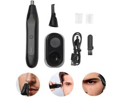 Neustrimmer Mannen Vrouwen - Oortrimmer - Oplaadbare - Pijnloze Wenkbrauw- en Gezichtshaartrimmer - Met 2 Wenkbrauwkam met Positioneringsfunctie - Zwart