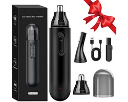 Neustrimmer - Zwart - Oplaadbaar via USB - IPX7 Waterdichte Neushaar- en Oorhaartrimmer met 4-in-1 Opzetstukken - Voor Mannen en Vrouwen