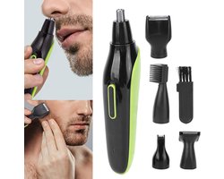 Nose Hair Trimmer - USB Oplaadbare Neustrimmer - Haarclipper - Persoonlijke Trimmer Set - USB 5 in 1 - Elektrische Gezichtsbeharing - Wenkbrauwtrimmer - Zwart Groen voor Mannen en Vrouwen