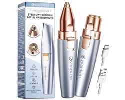 Oplaadbare 2-in-1 wenkbrauwtrimmer en gezichtshaarverwijderaar voor vrouwen