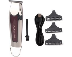 Oplaadbare elektrische haar- en baardtrimmer met USB, keramische snijkoppen, 3 geleidingkammen voor precies knippen van kort en lang haar