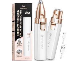 Oplaadbare Wenkbrauwtrimmer en Gezichtshaarverwijderaar voor Vrouwen met LED-verlichting – 2 in 1 Haarverwijderaar