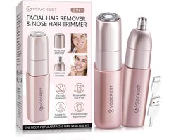 Pijnloze Gezichts- en Neushaarverwijderaar - 2-in-1 Elektrisch Scheerapparaat voor Dames