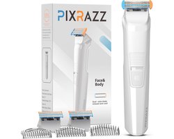 PIXRAZZ Bikinitrimmer voor vrouwen, pijnloos elektrisch scheerapparaat en scheermes voor schaamhaar, lichaam en gevoelige huid, draadloze USB oplaadbare trimmer voor op reis met 2 vervangende hoofden