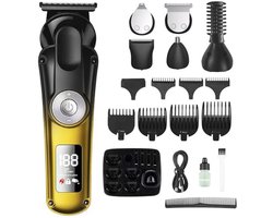 Professionele 6-in-1 Tondeuse voor Mannen - Waterdicht met LED-display en Draadloze Oplaadfunctie