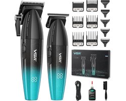 Professionele Draadloze Tondeuse Set voor Mannen - Trimmer met Zero Gap T-Blade en LED Display