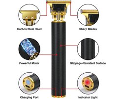 QPFO® Draadloze tondeuse heren - waterdichte baardtrimmer met T-blad - elektrische tondeuse met opzetkammen voor haar en baard