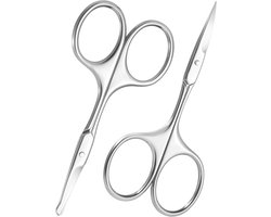 Set van 2 kleine vachtscharen voor neushaar - baardschaar - wenkbrauwschaar - veiligheidsschaar - mini-trimkit - roestvrij staal - voor snor - baard - wimpers - gezichtshaar voor mannen en vrouwen