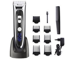 SURKER Haartrimmer, baardtrimmer, elektrisch, zonder professioneel, met 7 opzetstukken, led-display, voor kinderen, volwassenen, senioren, professionele salon