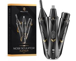 Wellshave 3 in 1 Neustrimmer Platinum - All In One Wenkbrauw en Oorhaar trimmer - Neustrimmer Mannen - Wenkbrauw Trimmer - Neushaartrimmer - Kerst Cadeautjes