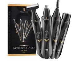 Wellshave 4 in 1 Neustrimmer Ultra - All In One Wenkbrauw en Oorhaar trimmer - Neustrimmer mannen - Wenkbrauw Trimmer - Neushaartrimmer - Kerst Cadeautjes