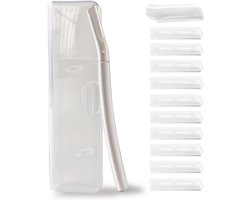 Wenkbrauwtrimmer en Gezichtshaarverwijderaar - 10 Roestvrijstalen Messen en Draagbare Set