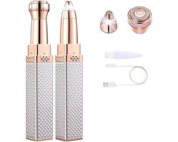 Wenkbrauwtrimmer en gezichtsscheerapparaat, 2-in-1 voor vrouwen, oplaadbare gezichts- en wenkbrauwhaarverwijderaar voor vrouwen, voor wenkbrauwen, neus, lippen, gezicht en lichaam
